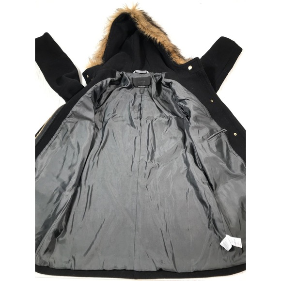 J Crew Chateau Parka Coat 2P Italian Stadium Cloth Nello Gori Wool Faux Fur Zip - Picture 9 of 12